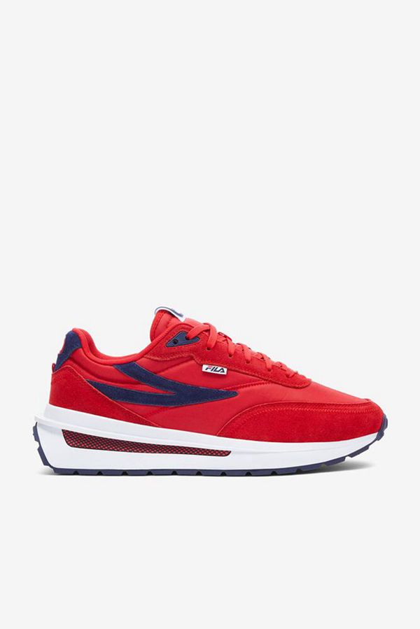 Fila Renno Red 70S Men's Sneakers - Red/Navy/White,NZ 503-83169